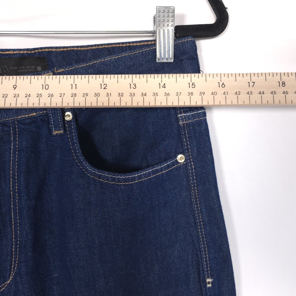 ZARA Women's Wide Leg Jeans US 6 EU 38 High Waist Blue Dark - Picture 6 of 11